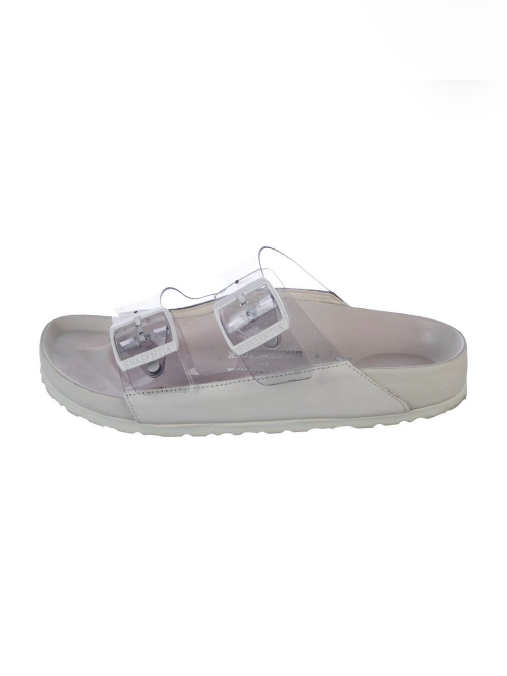Birkenstock x Manolo Blahnik White Slide Sandals with Clear Double Straps W -7.5